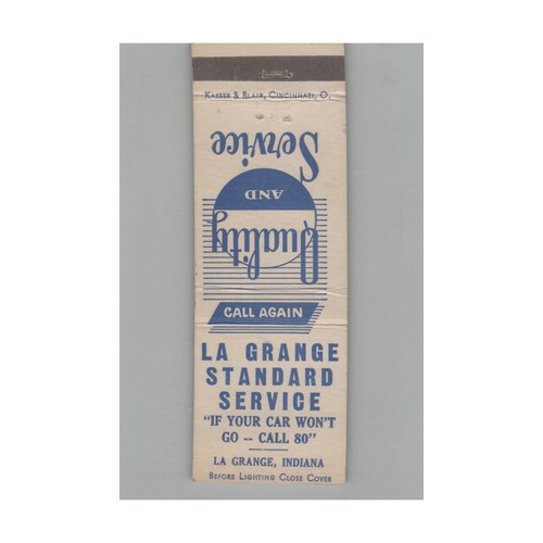 Matchbook cover standard gas - matchbook,
